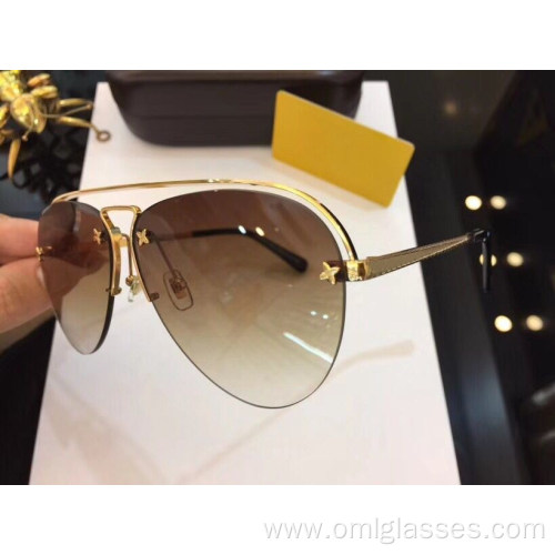 Semi Rimless Oval Sunglasses For Women